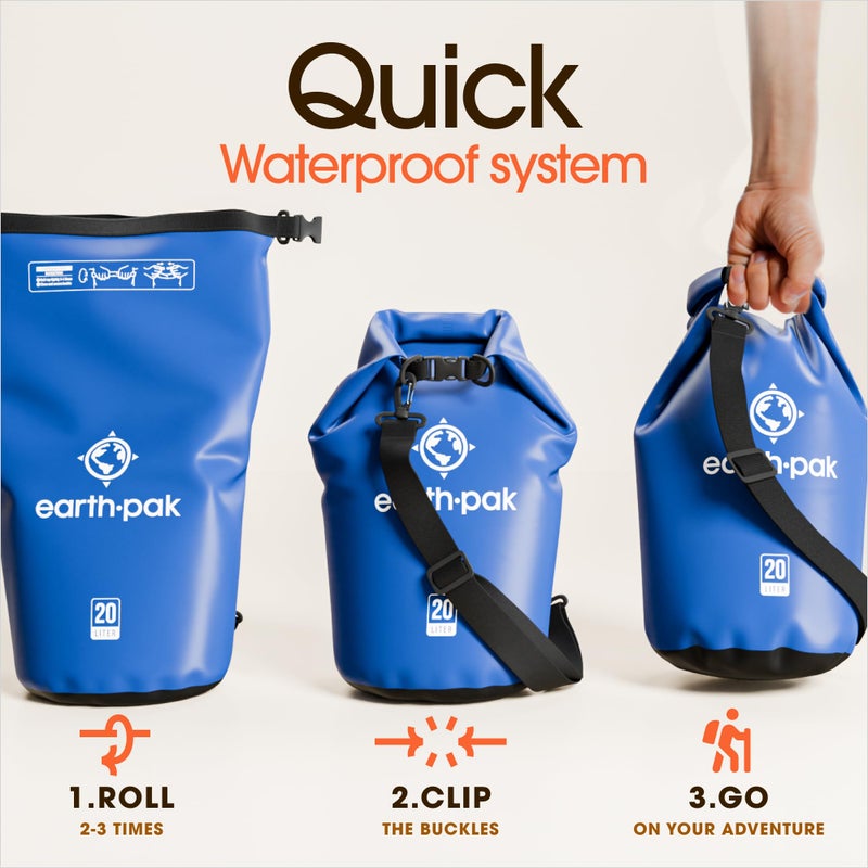 Earth Pak Waterproof Dry Bag - Roll Top Waterproof Backpack Sack Keeps Gear Dry for Kayaking, Beach, Rafting, Boating, Hiking, Camping and Fishing with Waterproof Phone Case - Image 5
